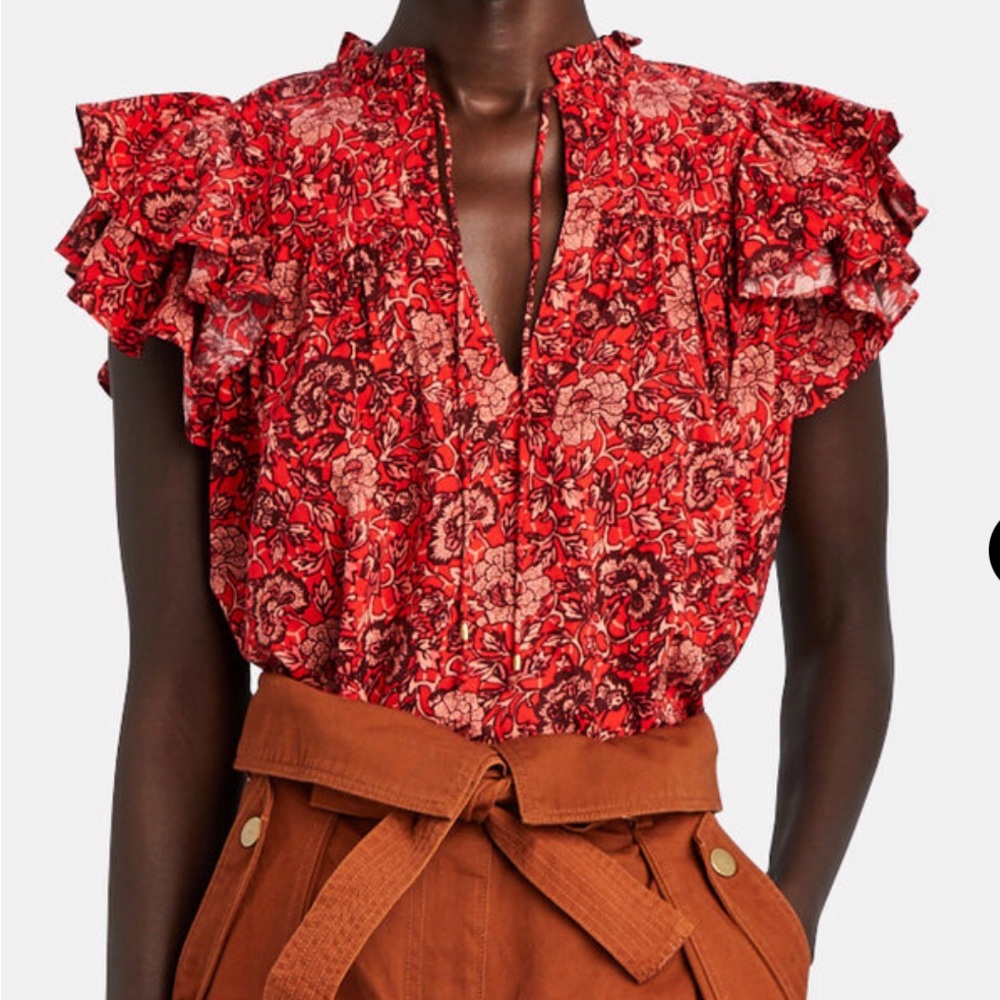 NEW ULLA JOHNSON GABI FLUTTER SLEEVE TOP